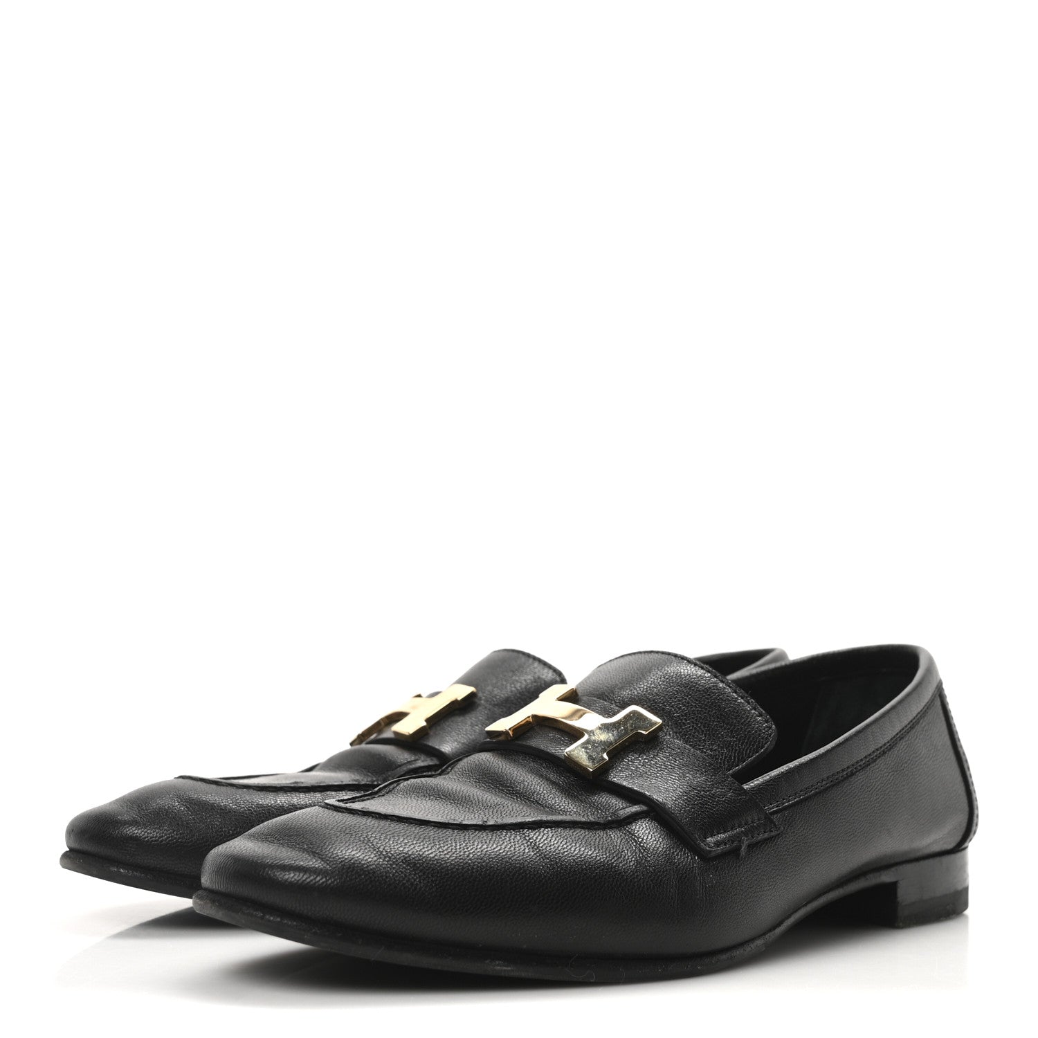 Hermes Goatskin Womens Paris Loafers 35 Black 4 of 9