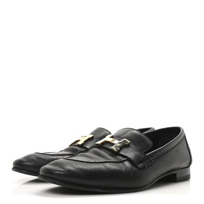 Hermes Goatskin Womens Paris Loafers 35 Black 4 of 9