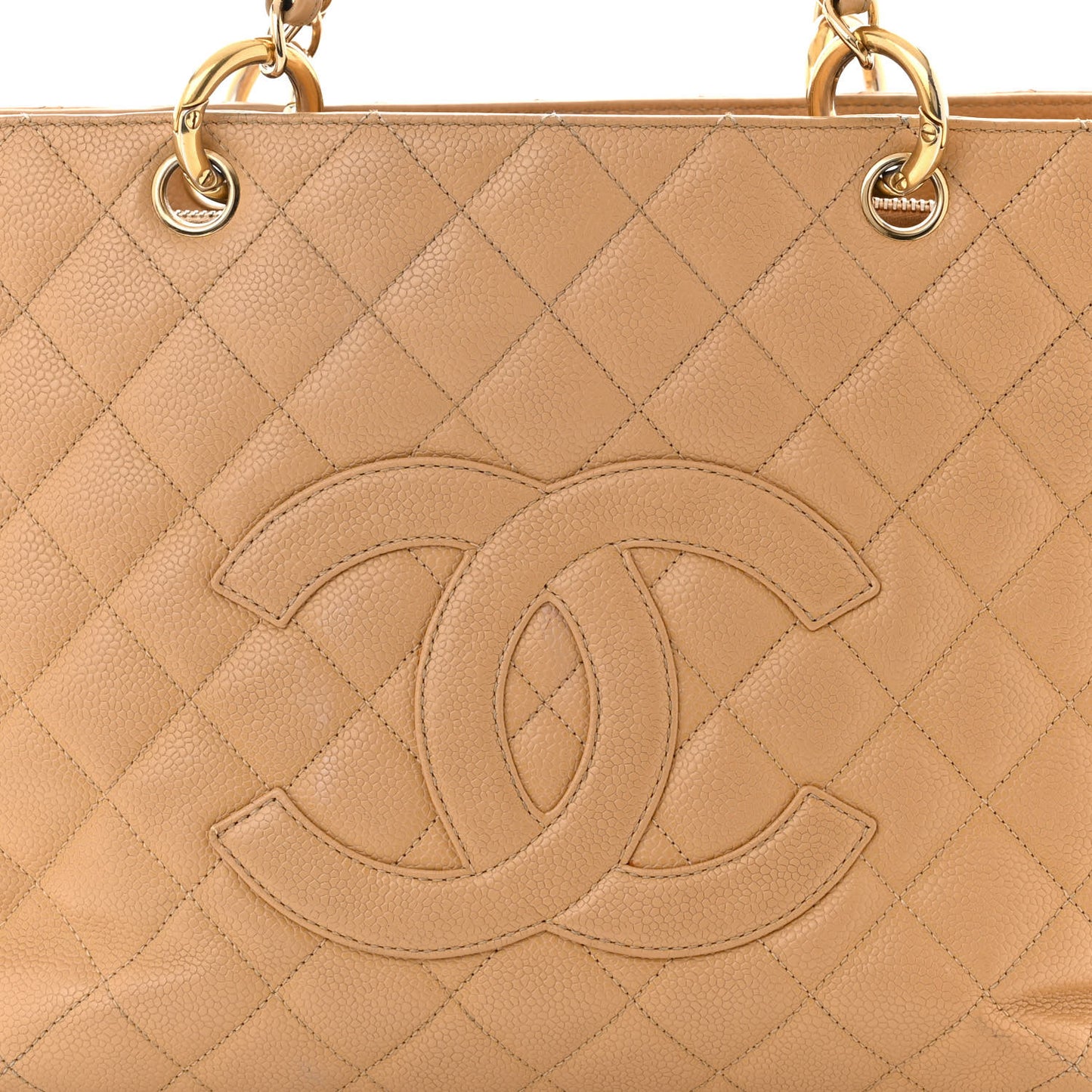 Caviar Quilted Grand Shopping Tote GST Beige Clair