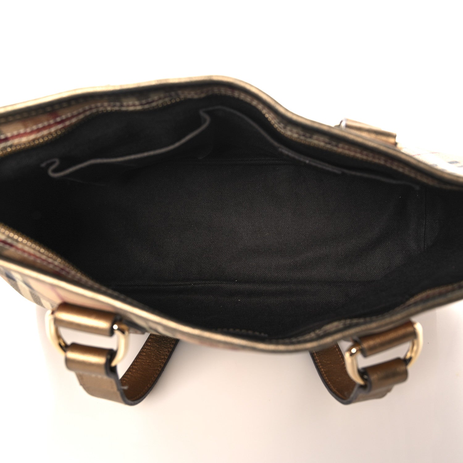 Burberry Haymarket Check Medium Regent Tote Gold 5 of 13