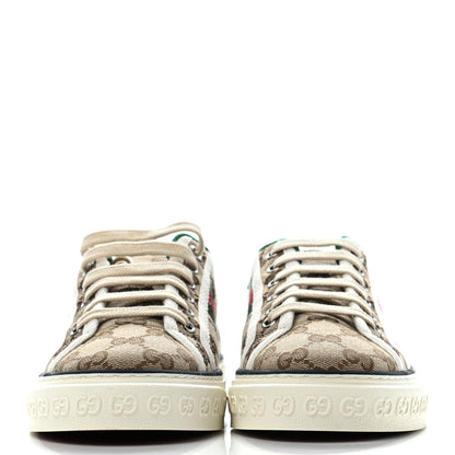 Gucci GG Monogram Web Womens 1977 Tennis Sneakers 37 Beige Ebony Mystic White 2 of 7