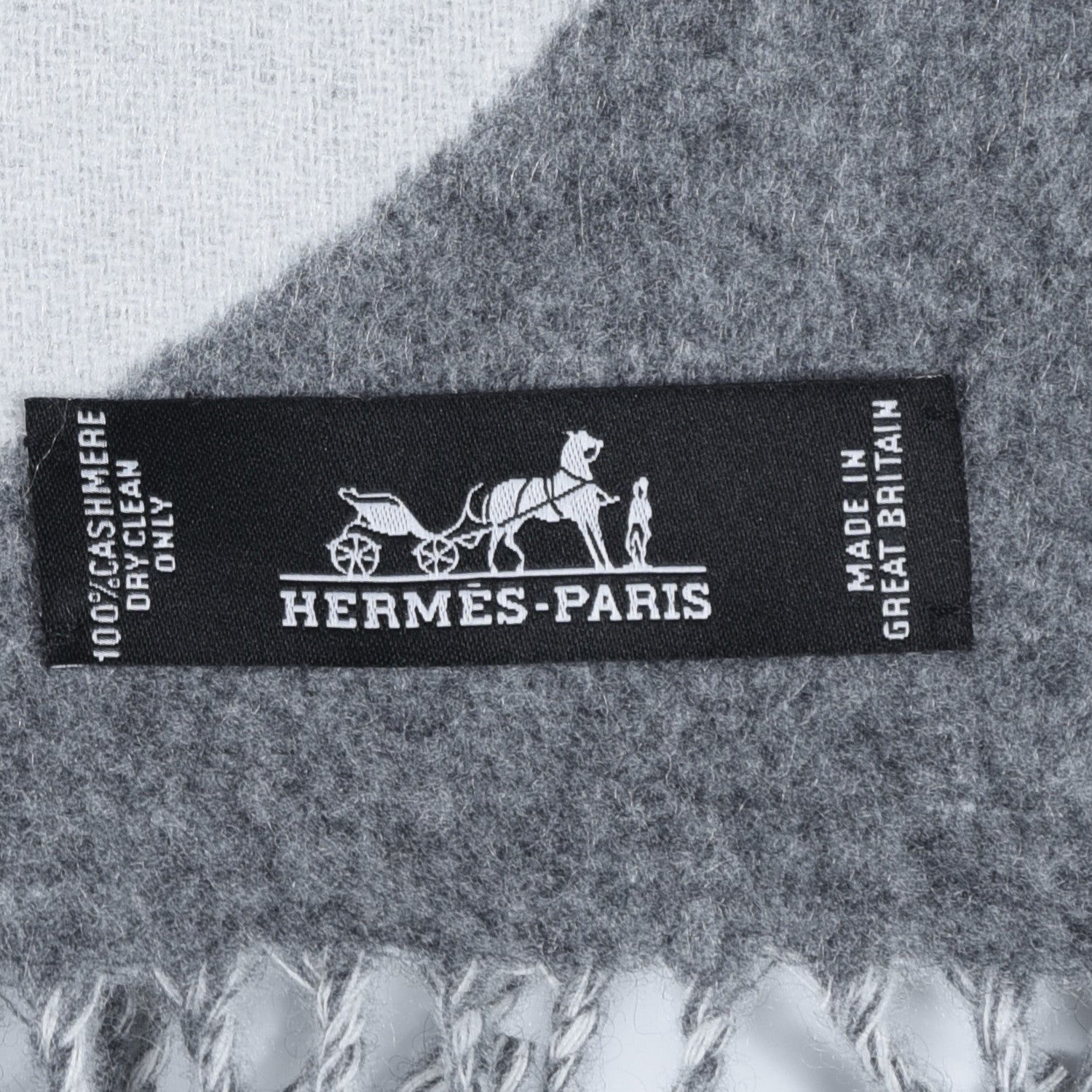 Hermes Cashmere Casaque Charms Muffler Gris Flanelle Ivoire 4 of 4