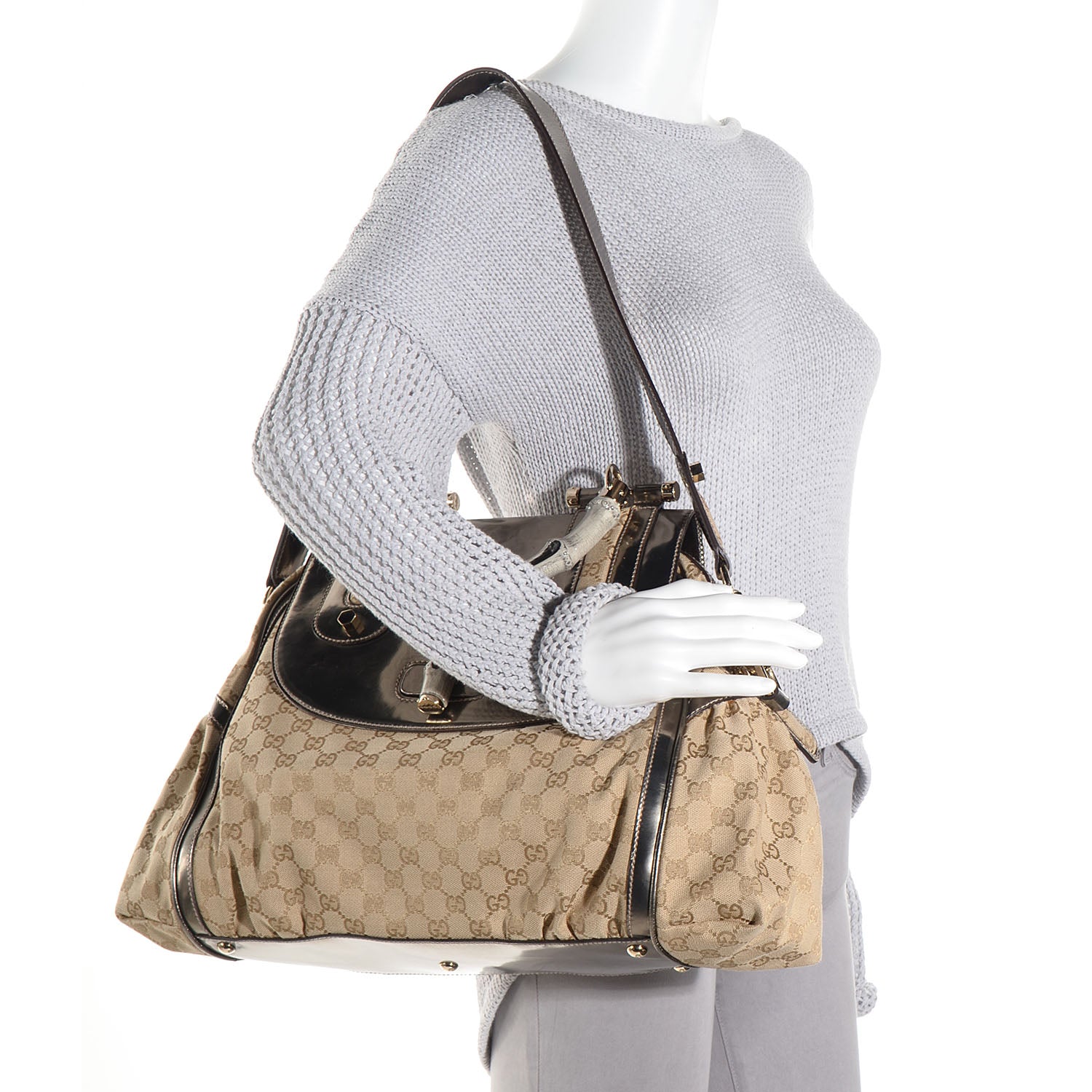 Gucci Monogram Pop Bamboo Large Top Handle Tote 2 of 7