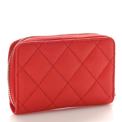 Chanel Caviar Quilted Striated CC Zip Coin Purse Red 3 of 10