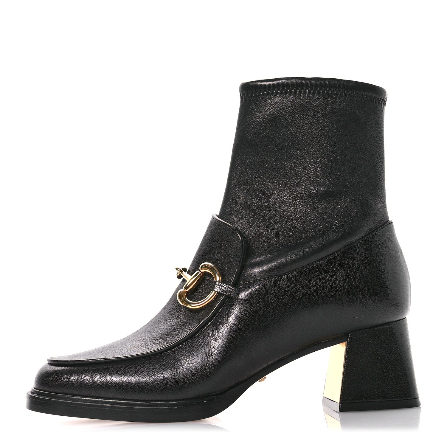 Gucci Quentin Nappa Stretch Granada Kid Horsebit 55mm Ankle Boots 38 Black 1 of 8