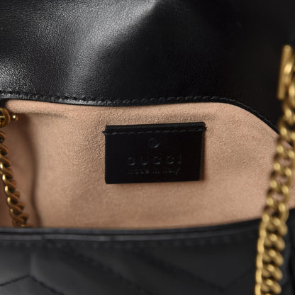 Gucci Calfskin Matelasse Super Mini GG Marmont Shoulder Bag Black 8 of 11