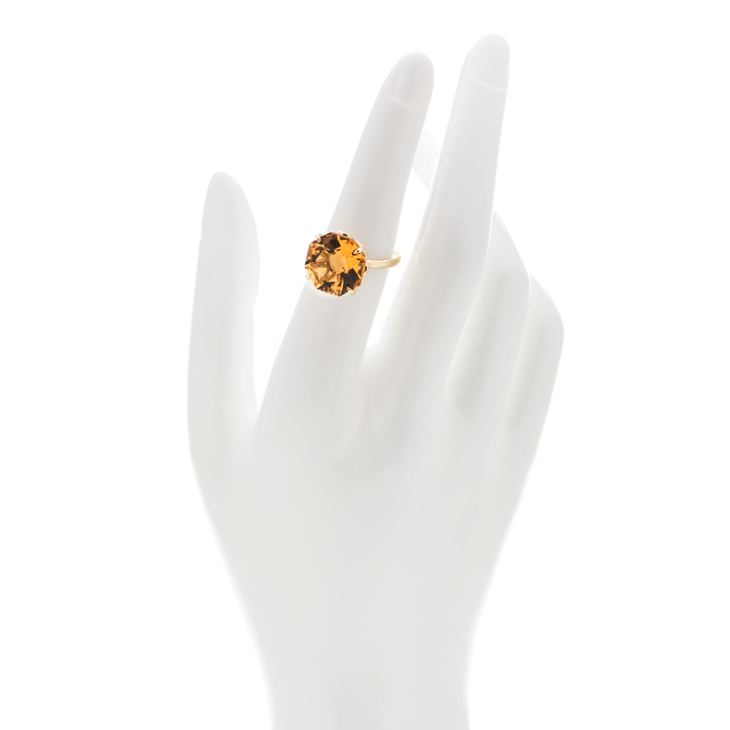 18K Yellow Gold Citrine Octagonal Sparklers Cocktail Ring 52 6