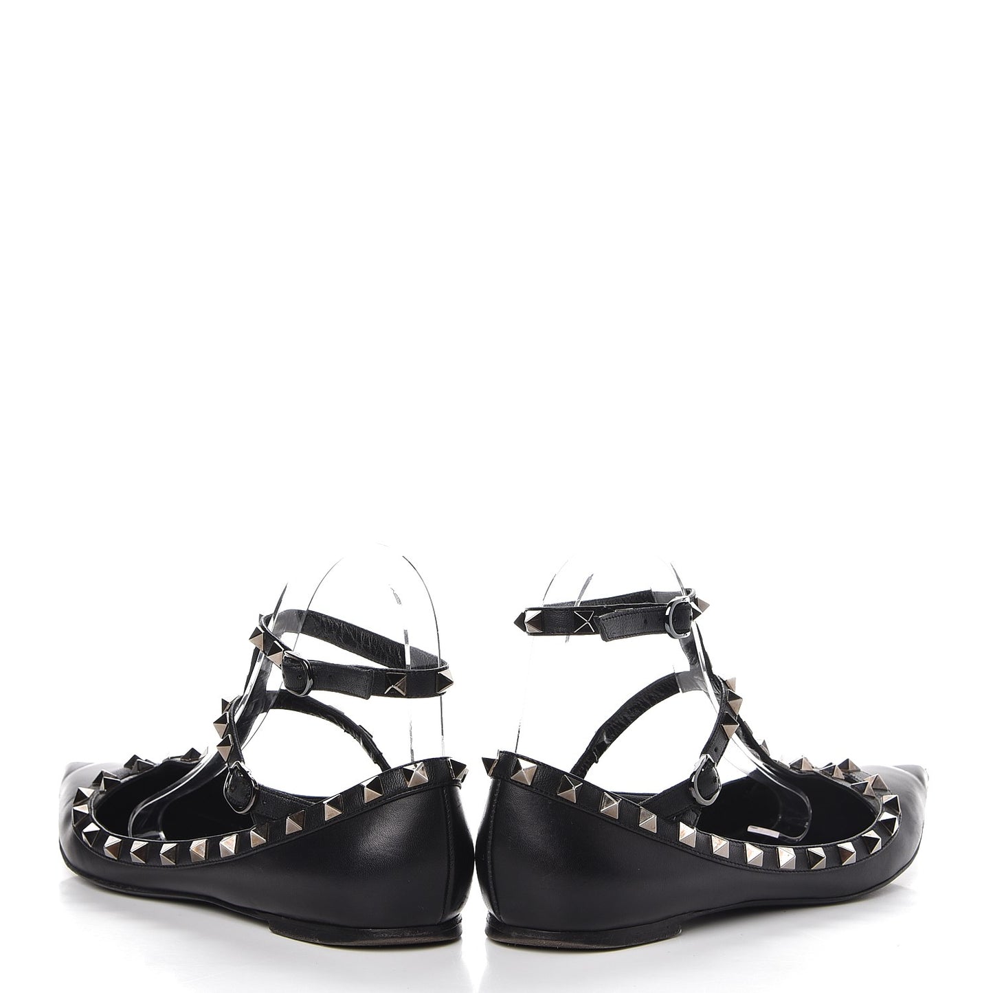 Nappa Rockstud Cage Ballerina Flats 36.5 Black