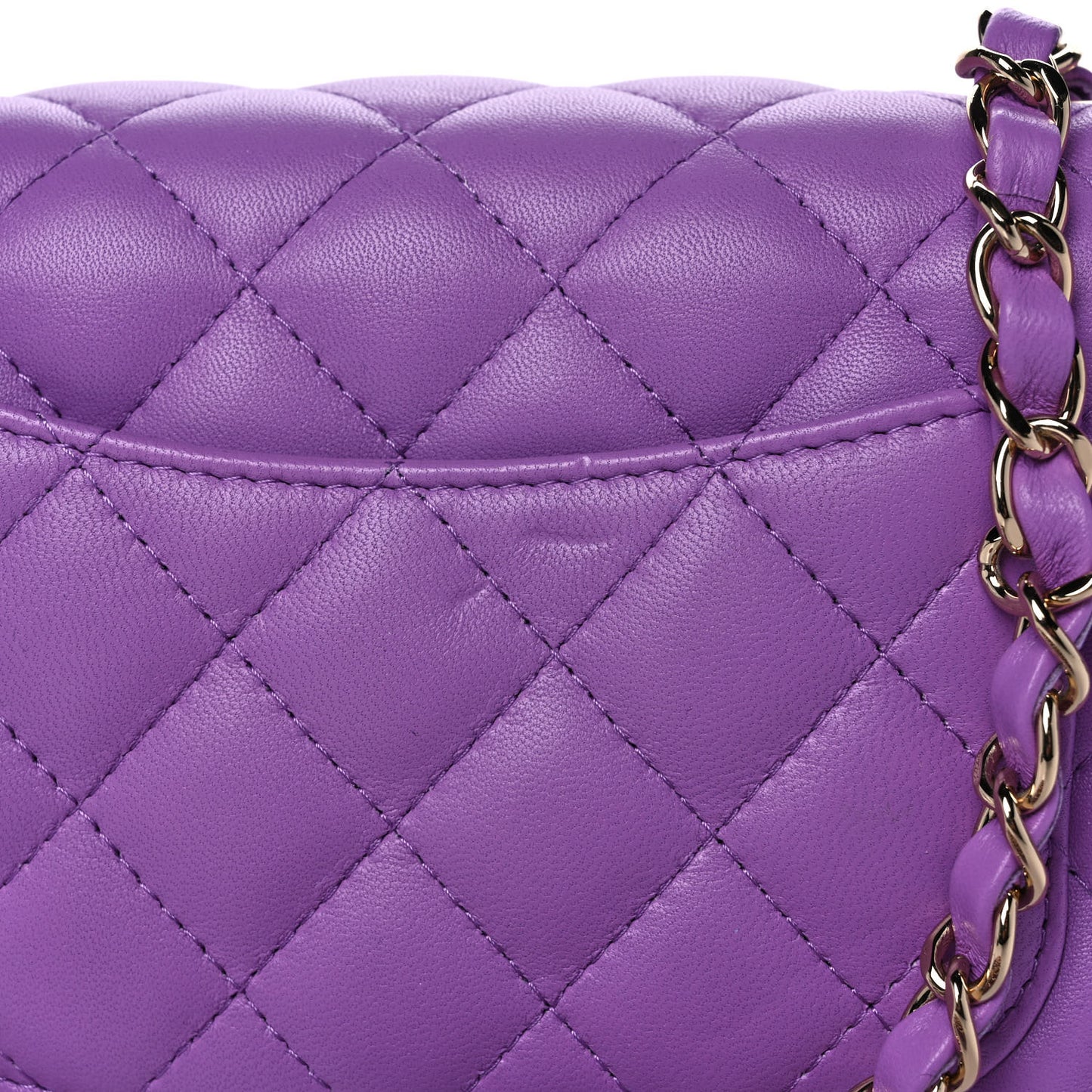 Lambskin Quilted Mini Rectangular Flap Purple