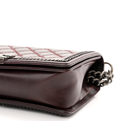 Chanel Goatskin Quilted New Medium Boy Handle Flap Burgundy 10 of 11