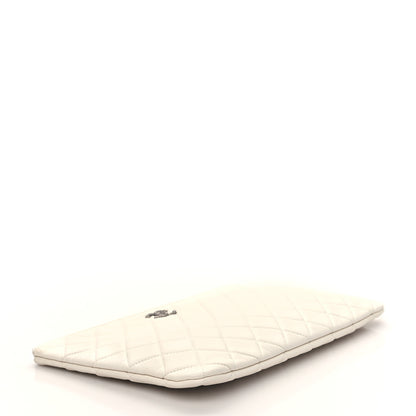Chanel Lambskin Quilted Studded CC Medium Cosmetic Case White 4 of 8