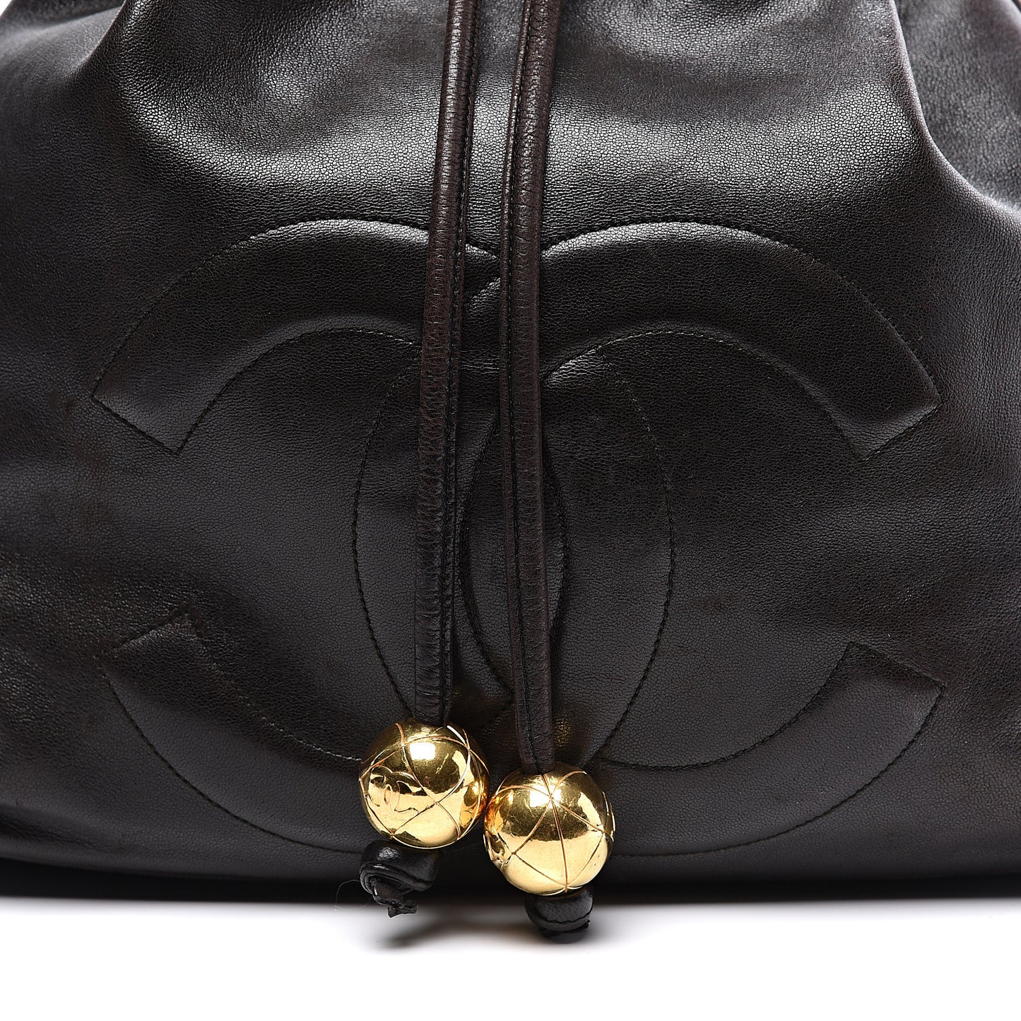 Lambskin CC Drawstring Backpack Black