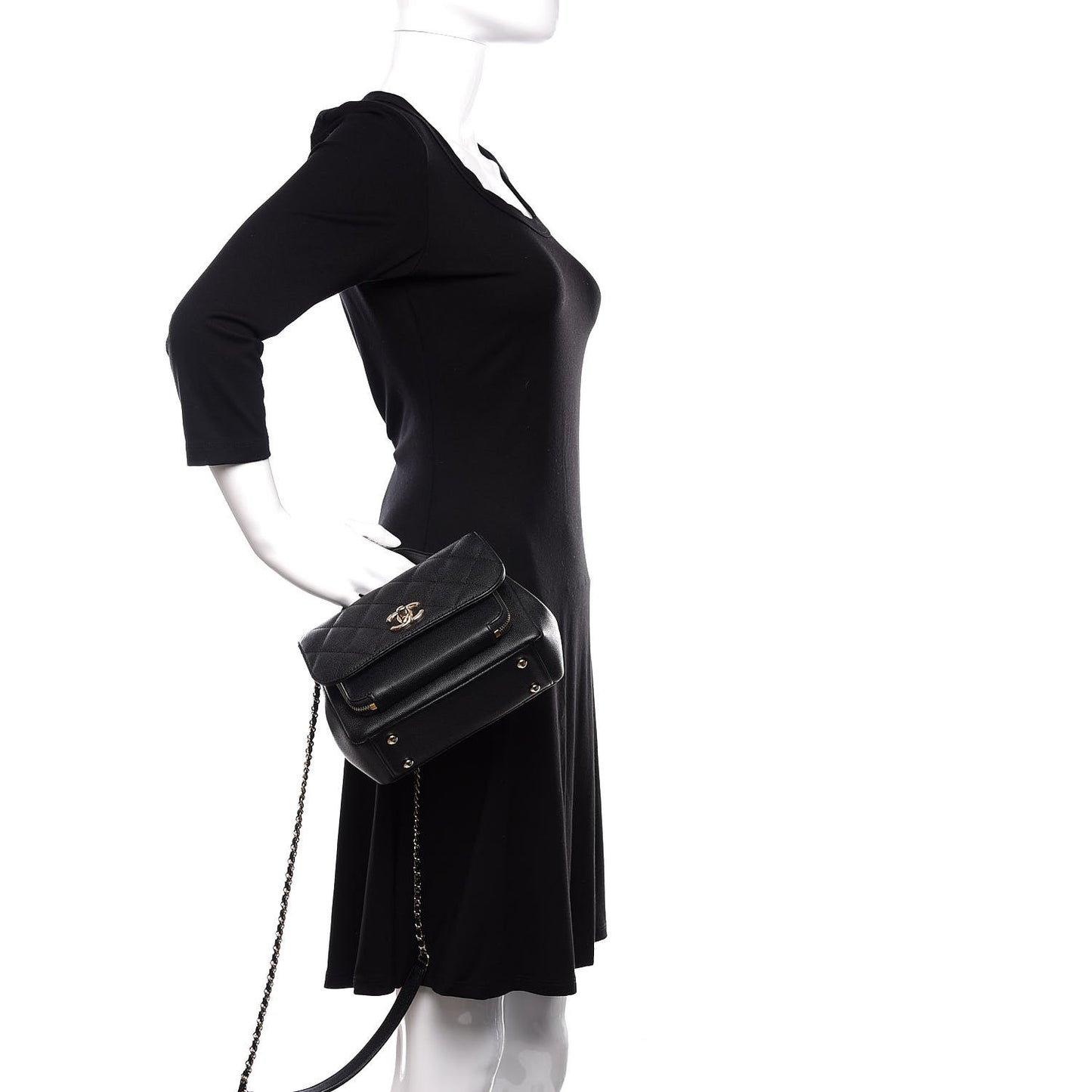 Caviar Quilted Small Business Affinity Flap Black