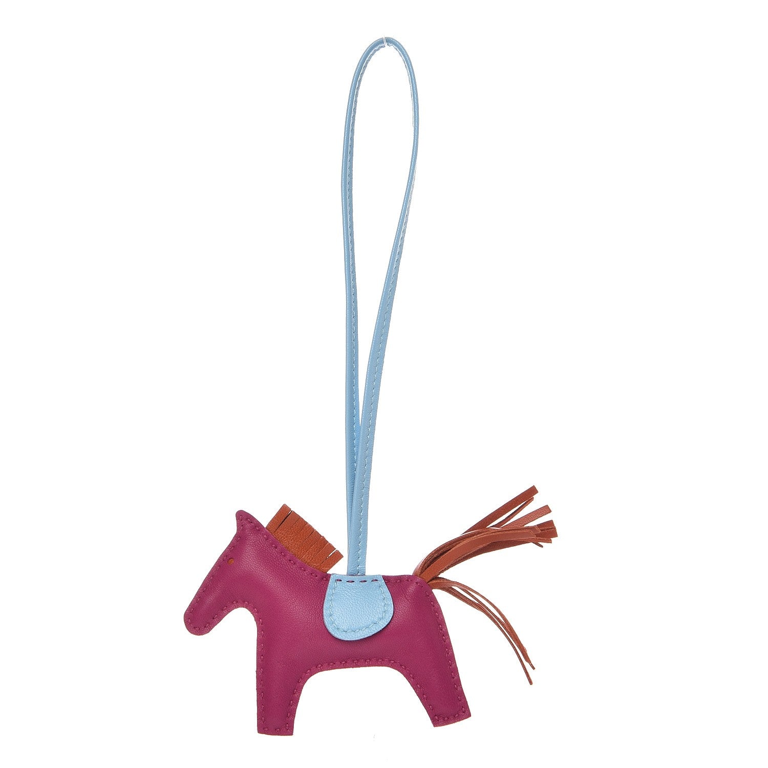 Hermes Milo Lambskin Grigri Rodeo Horse Bag Charm PM Rose Pourpre Cornaline Celeste 1 of 4