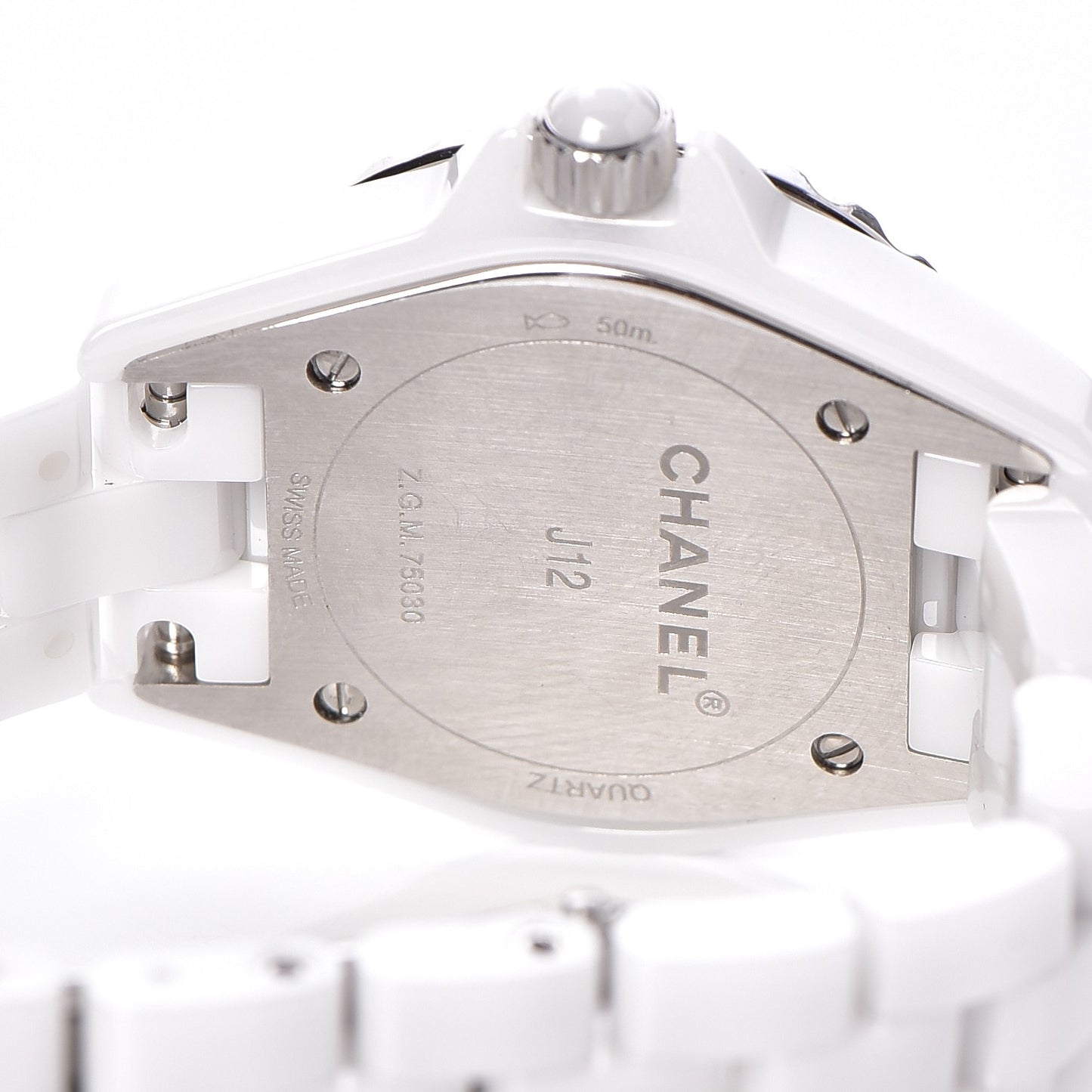 Stainless Steel Ceramic Diamond Pink Sapphire 29mm J12 Quartz Watch White