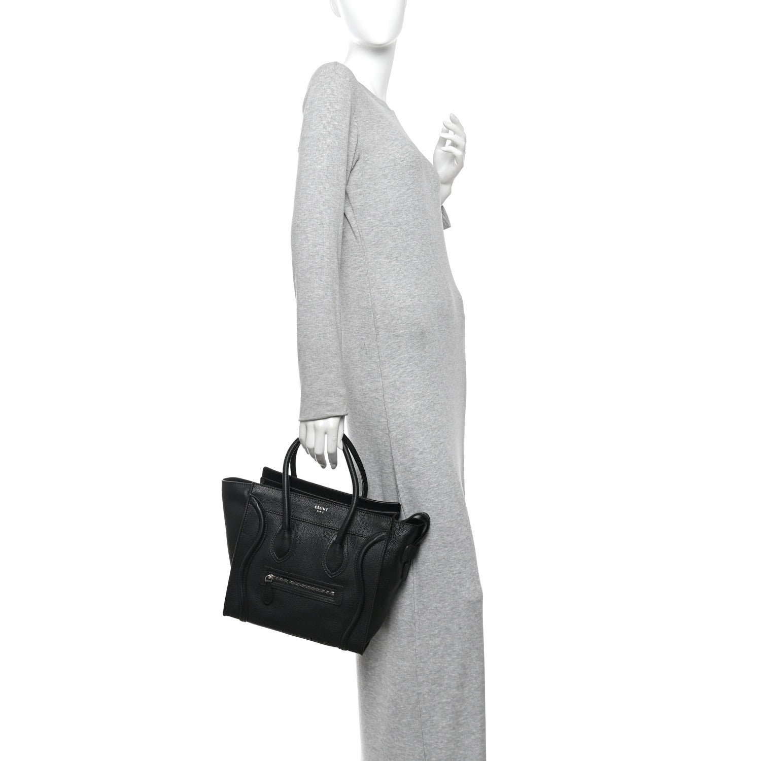 Celine Drummed Calfskin Micro Luggage Black 2 of 10
