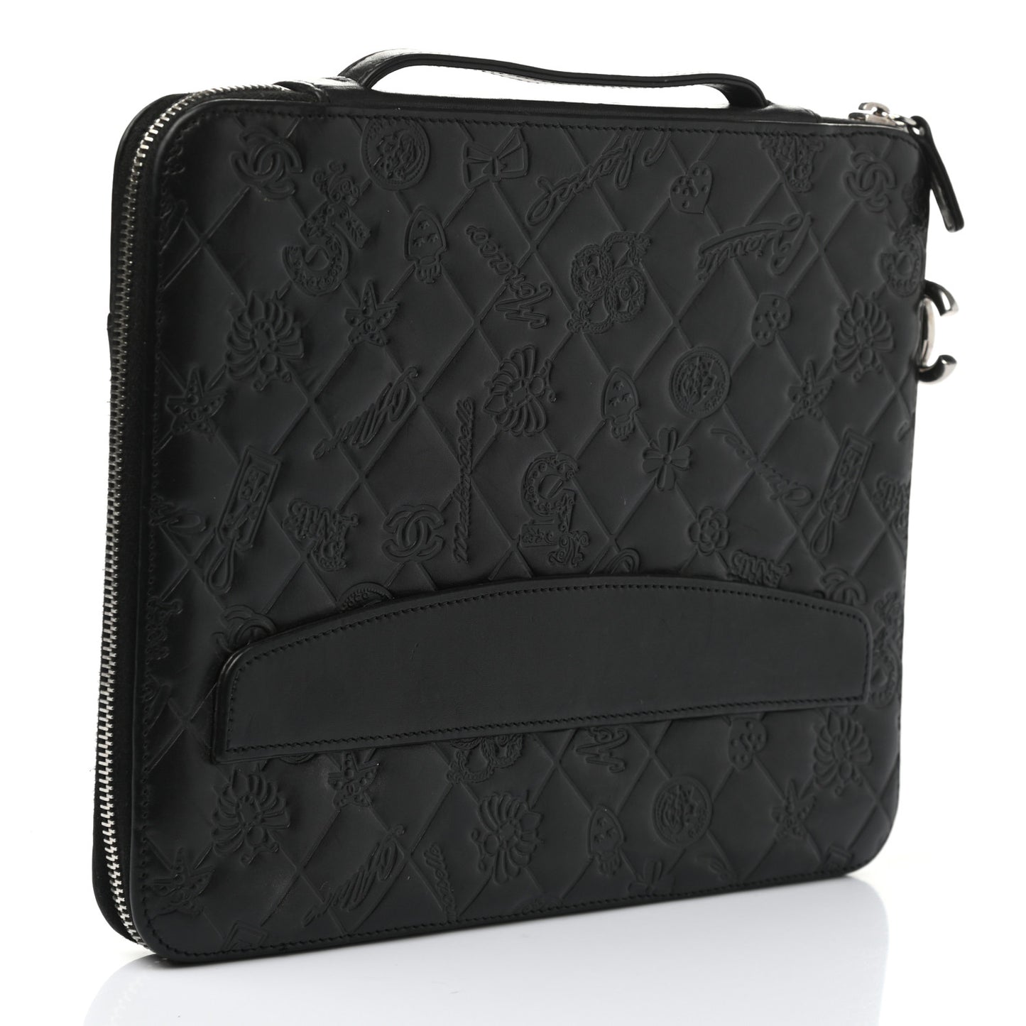 Calfskin Embossed Lucky Symbols iPad Case Black