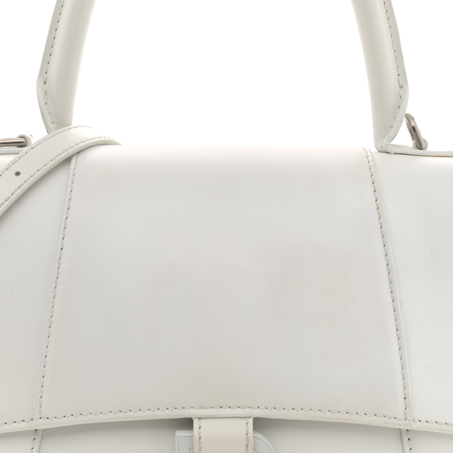 Balenciaga Shiny Box Calfskin Tonal B Small Hourglass Top Handle Bag White 8 of 17