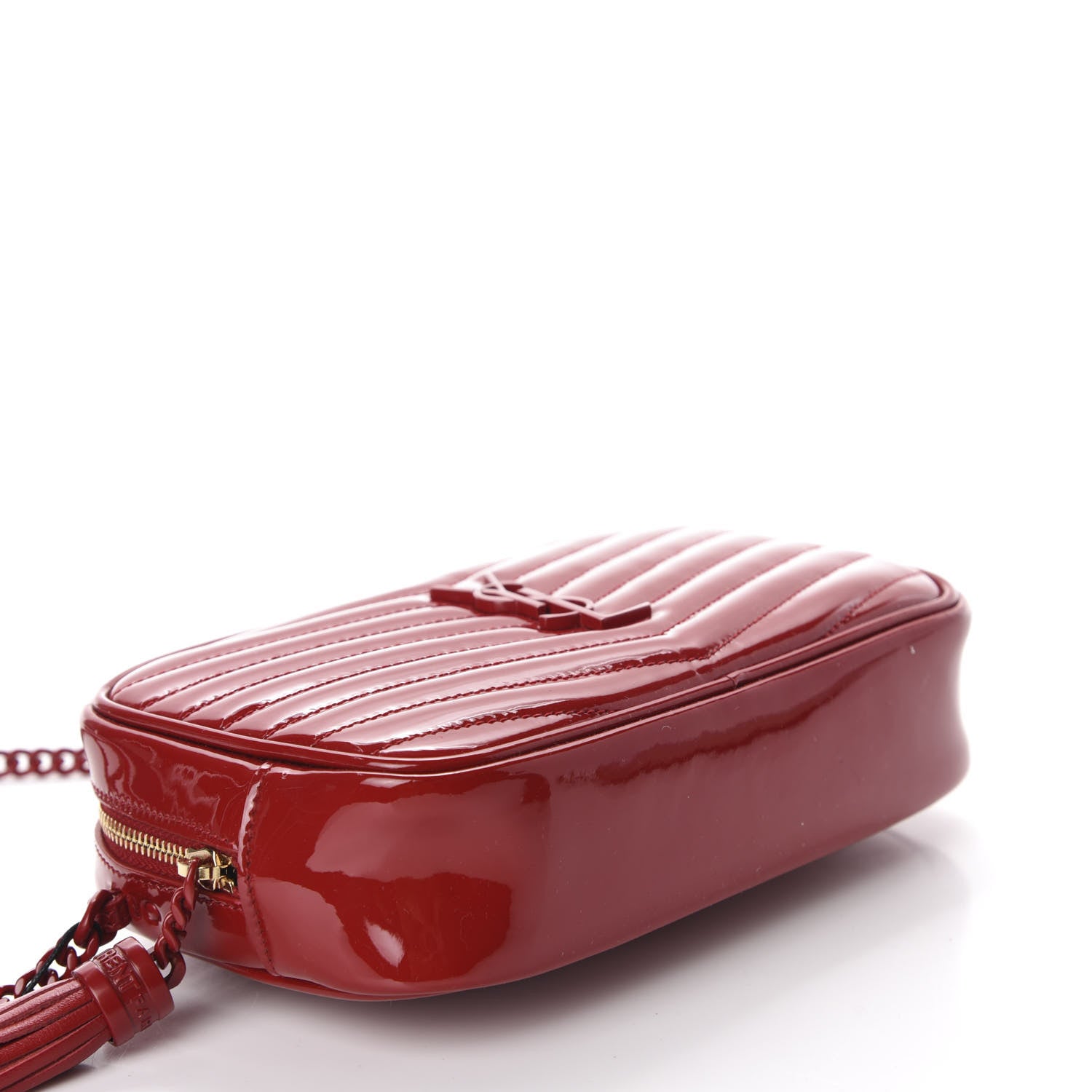 Saint Laurent Patent Calfskin Matelasse Monogram Mini Lou Camera Bag Eros Red 4 of 11