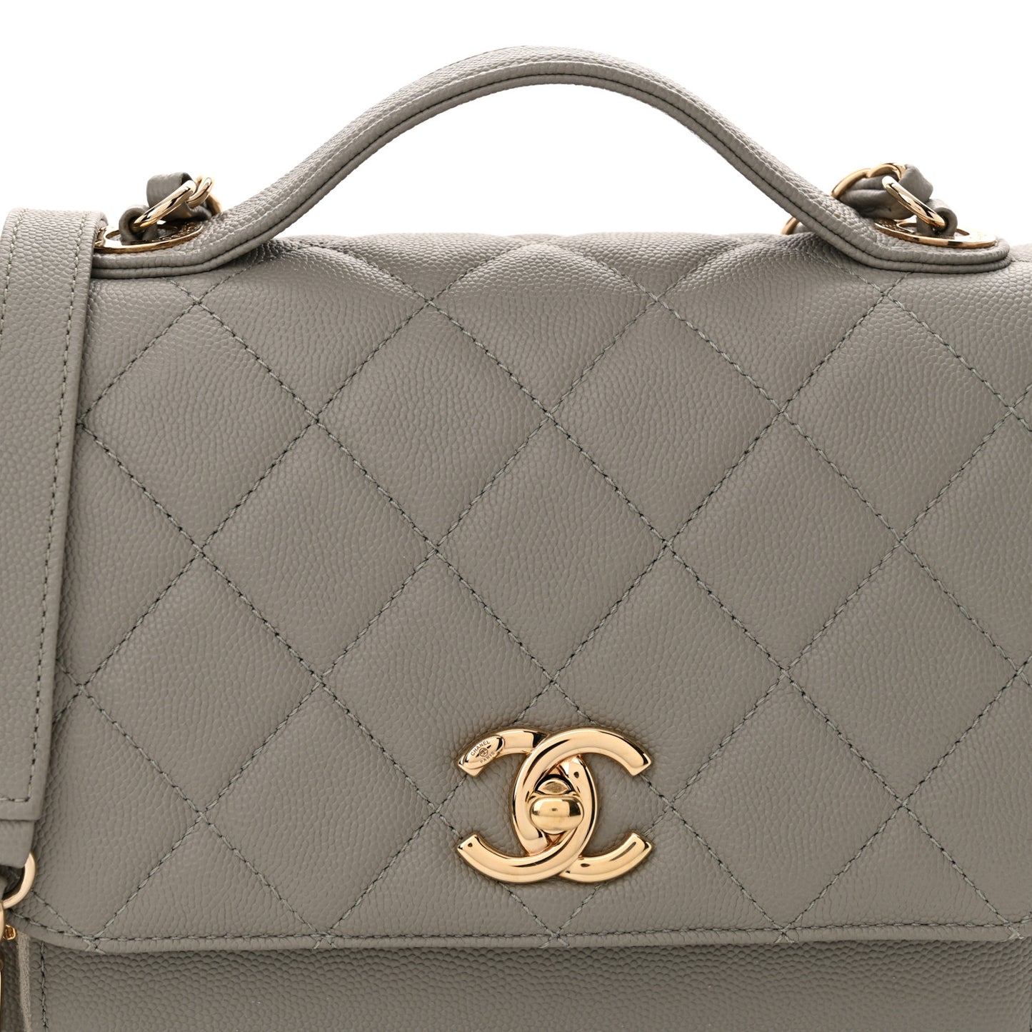 Caviar Quilted Medium Business Affinity Flap Grey