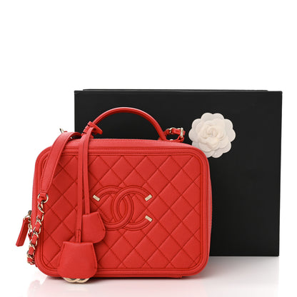 Chanel Caviar Quilted Large CC Filigree Vanity Case Red 13 of 13