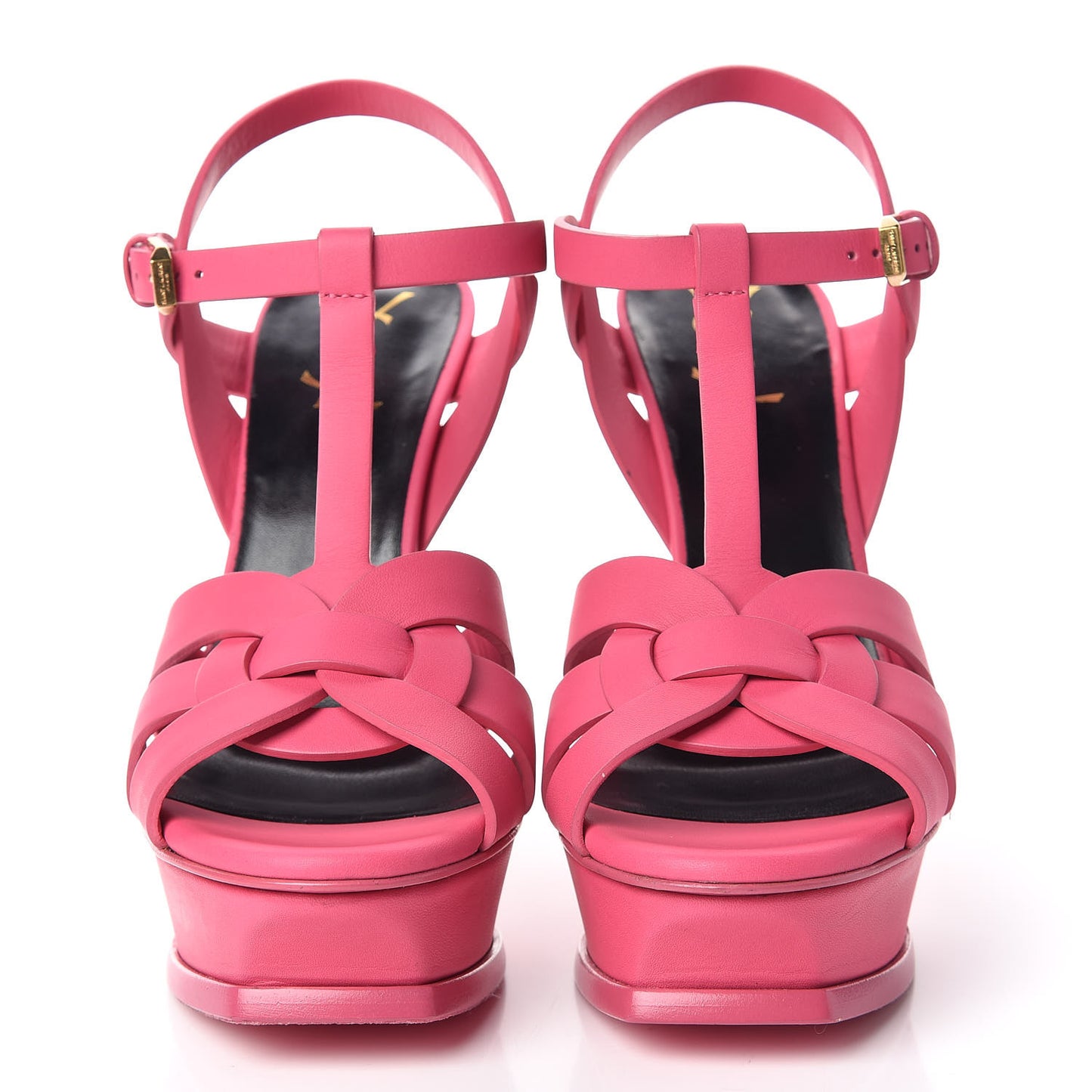 Grained Calfskin Tribute 105 Platform Sandals 38 Rose Clair