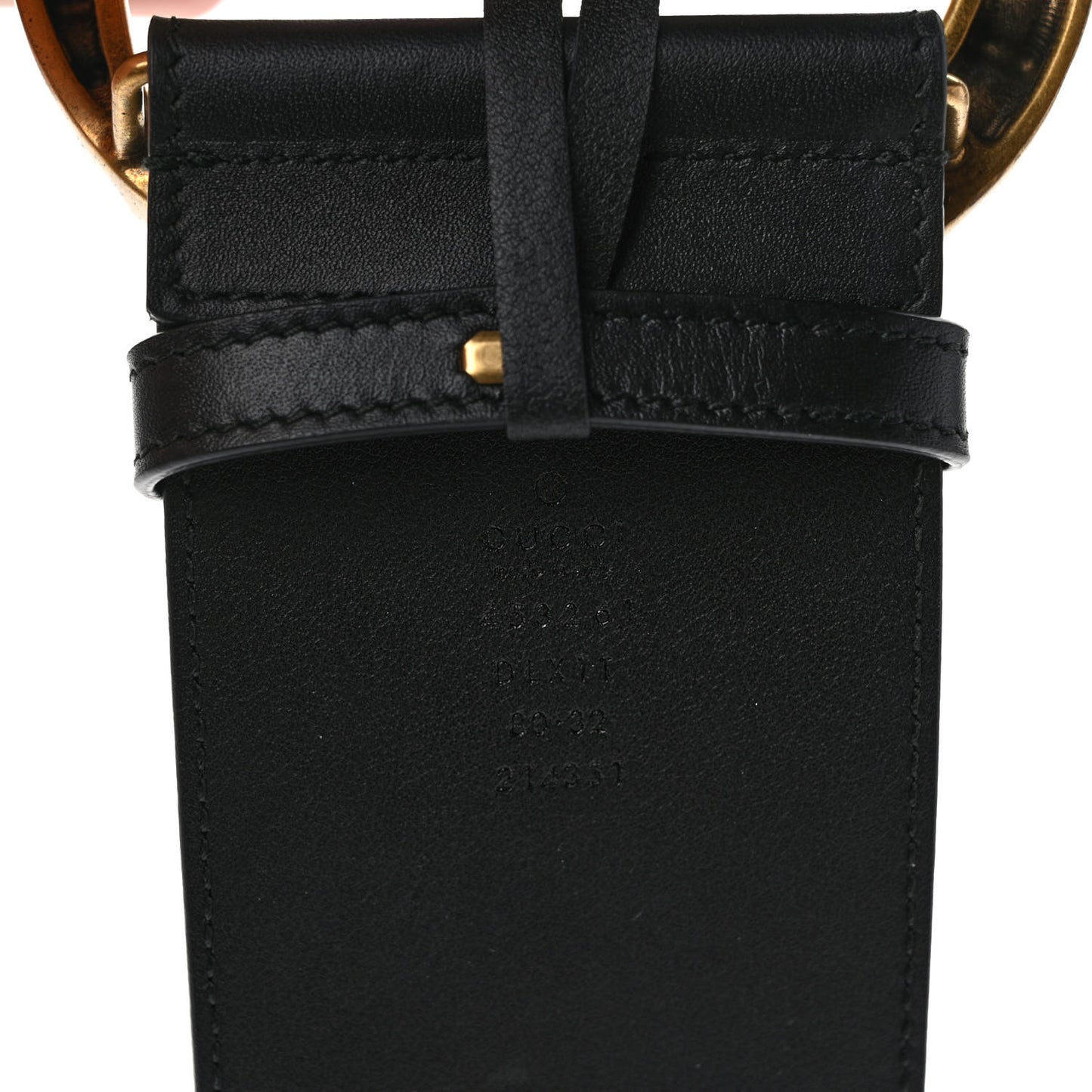 Moon Calfskin Pearl Double G 70mm Belt 80 32 Black Cream