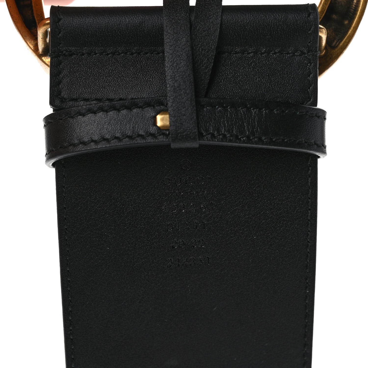 Gucci Moon Calfskin Pearl Double G 70mm Belt 80 32 Black Cream 4 of 5