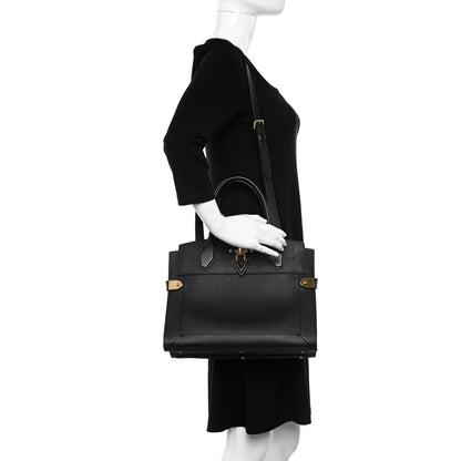 Louis Vuitton Calfskin Steamer MM Black 2 of 14