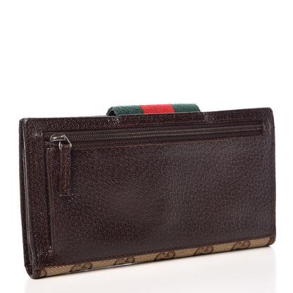 Gucci Monogram Calfskin Ladies Web Continental Wallet Beige Ebony Cocoa 3 of 12
