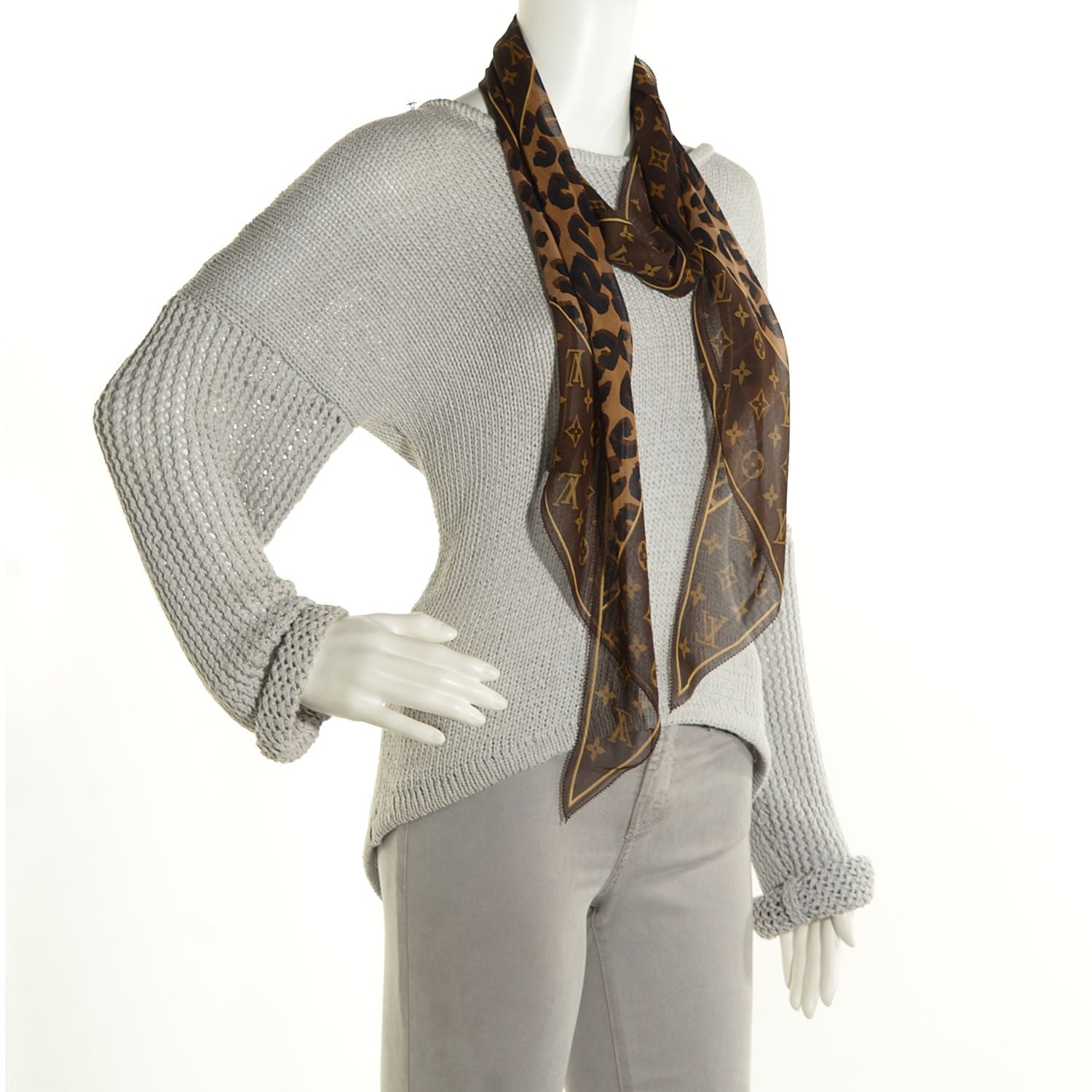 Louis Vuitton Silk Crepe Leopard Monogram Scarf 4 of 8