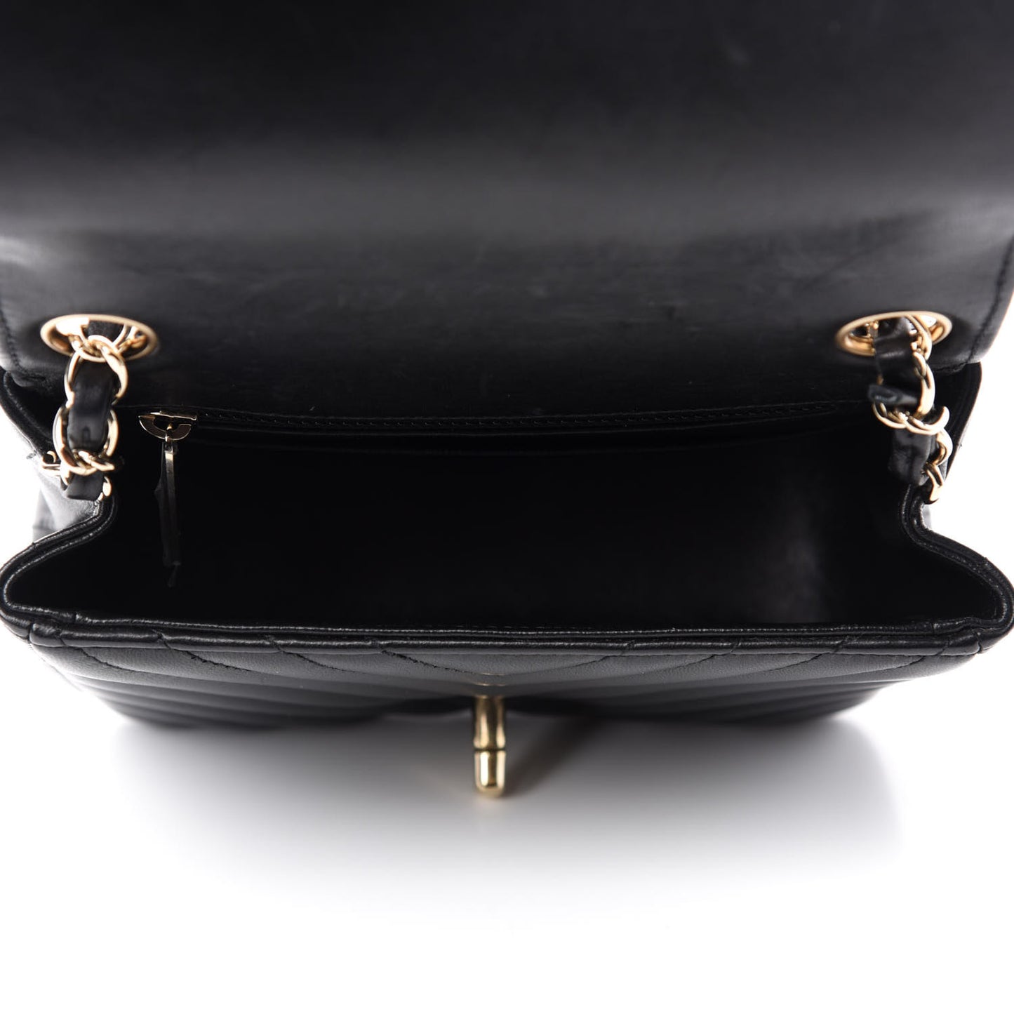 Lambskin Chevron Quilted Mini Square Flap Black