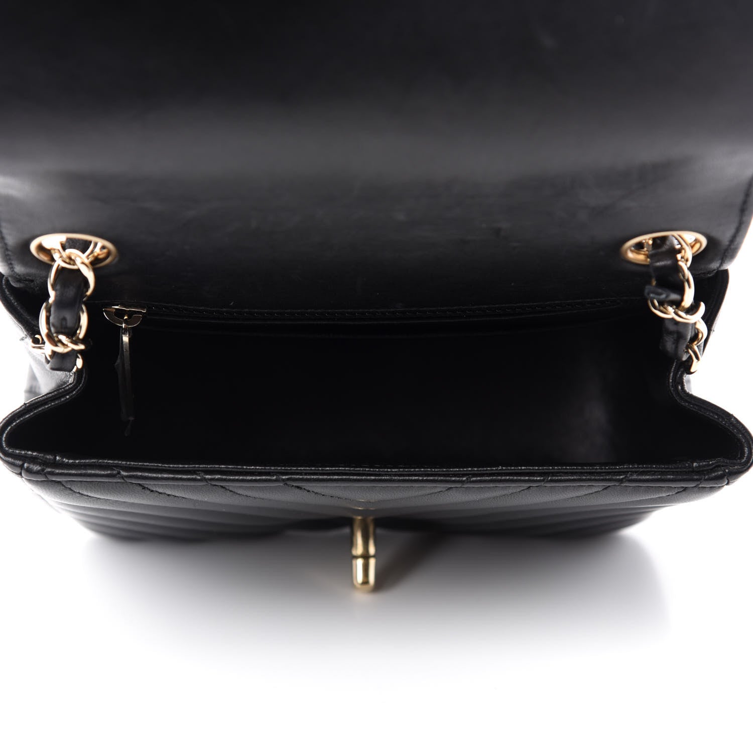 Chanel Lambskin Chevron Quilted Mini Square Flap Black 5 of 14