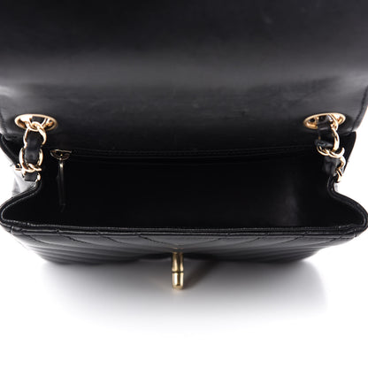 Chanel Lambskin Chevron Quilted Mini Square Flap Black 5 of 14