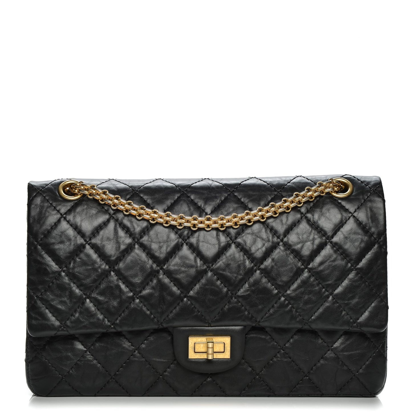 Aged Calfskin Quilted 2.55 Reissue 226 Flap Black