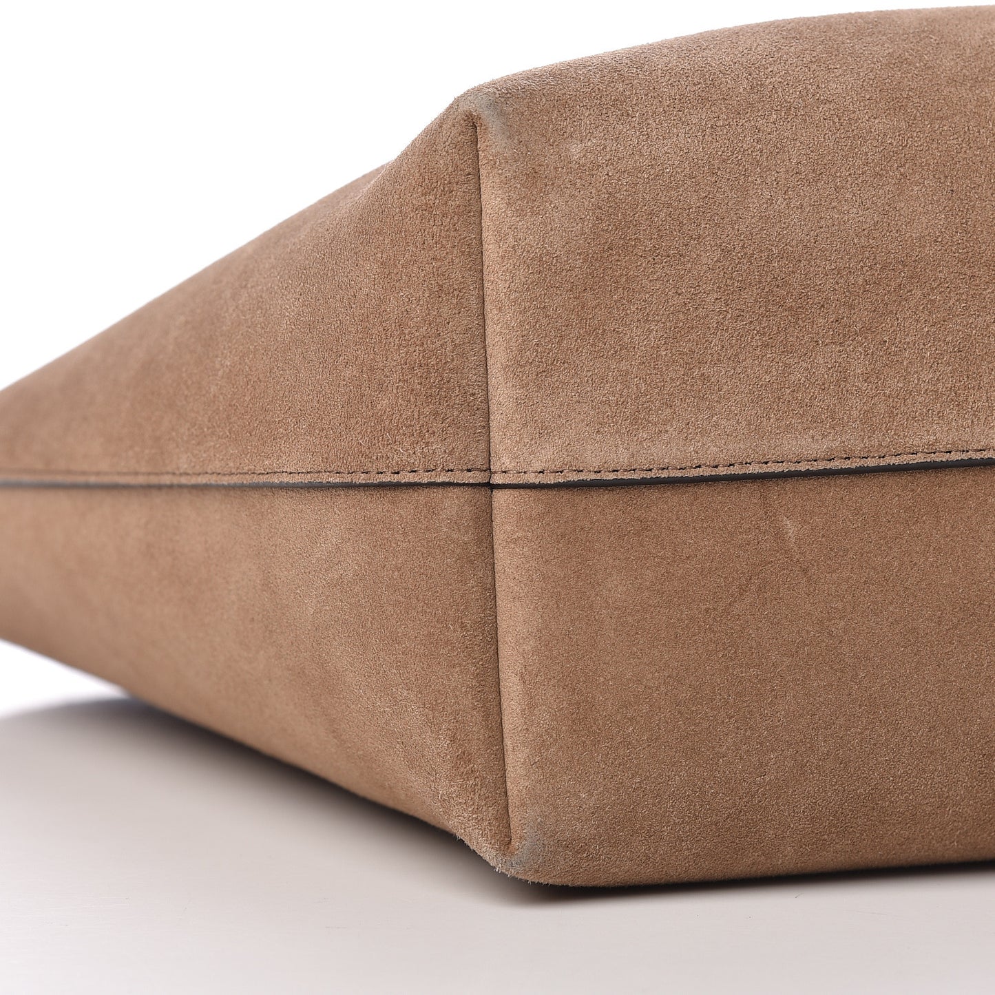 Suede East West Shopping Tote Beige Black