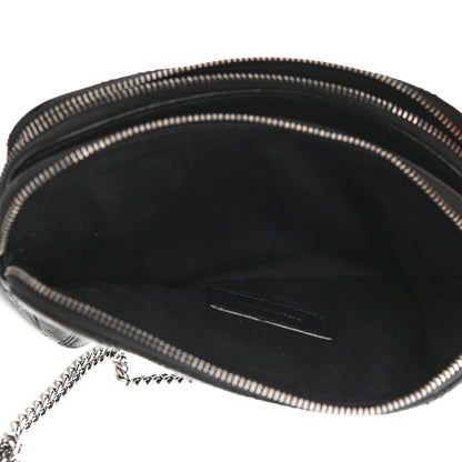 Saint Laurent Grained Lambskin Quilted Mini Becky Double Zip Bag Black 6 of 12