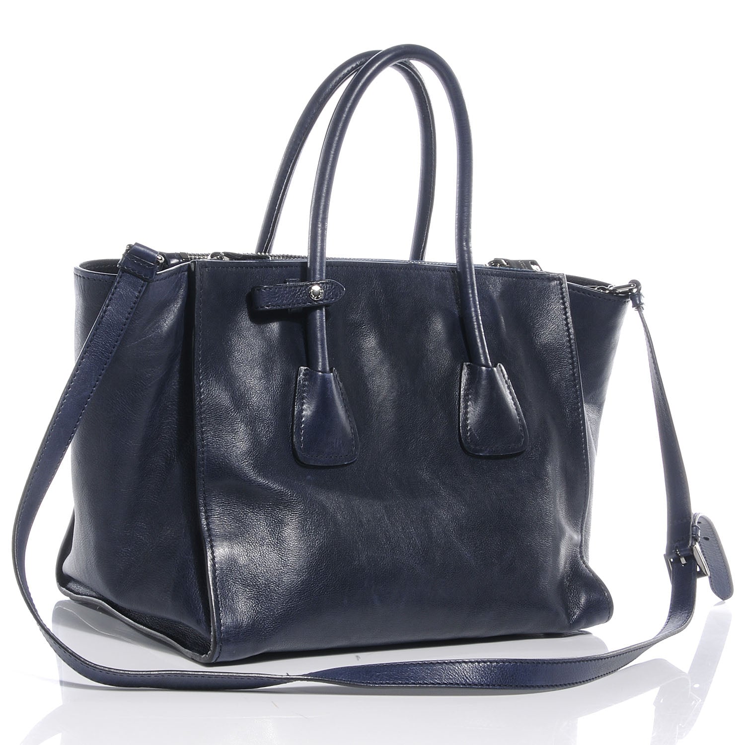 Prada Glace Calf Twin Pocket Tote Baltico 3 of 11
