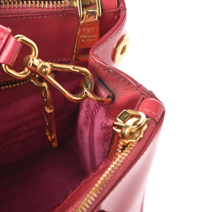 Prada Saffiano Vernice Mini Galleria Double Zip Tote Peonia 9 of 16