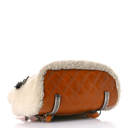 Chanel Glazed Calfskin Shearling Quilted Small Mountain Backpack Brown 3 of 15