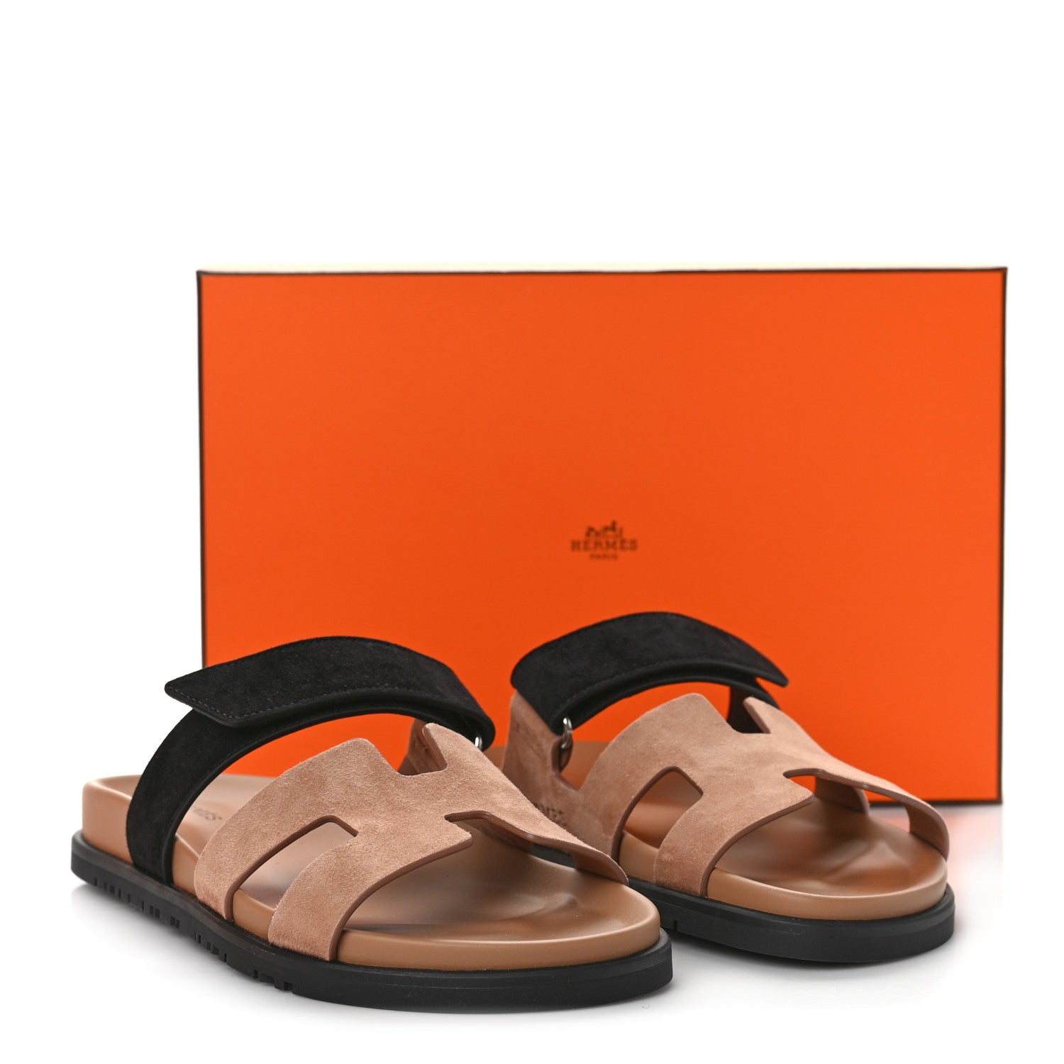 Hermes Suede Goatskin Womens Chypre Sandals 38 Rose Perle Black 11 of 11