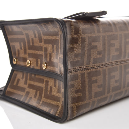 Fendi Glazed Fabric Vitello Century FF 1974 Stamp Patch Mini Peekaboo Defender Cover Mogano Panna Black 5 of 9