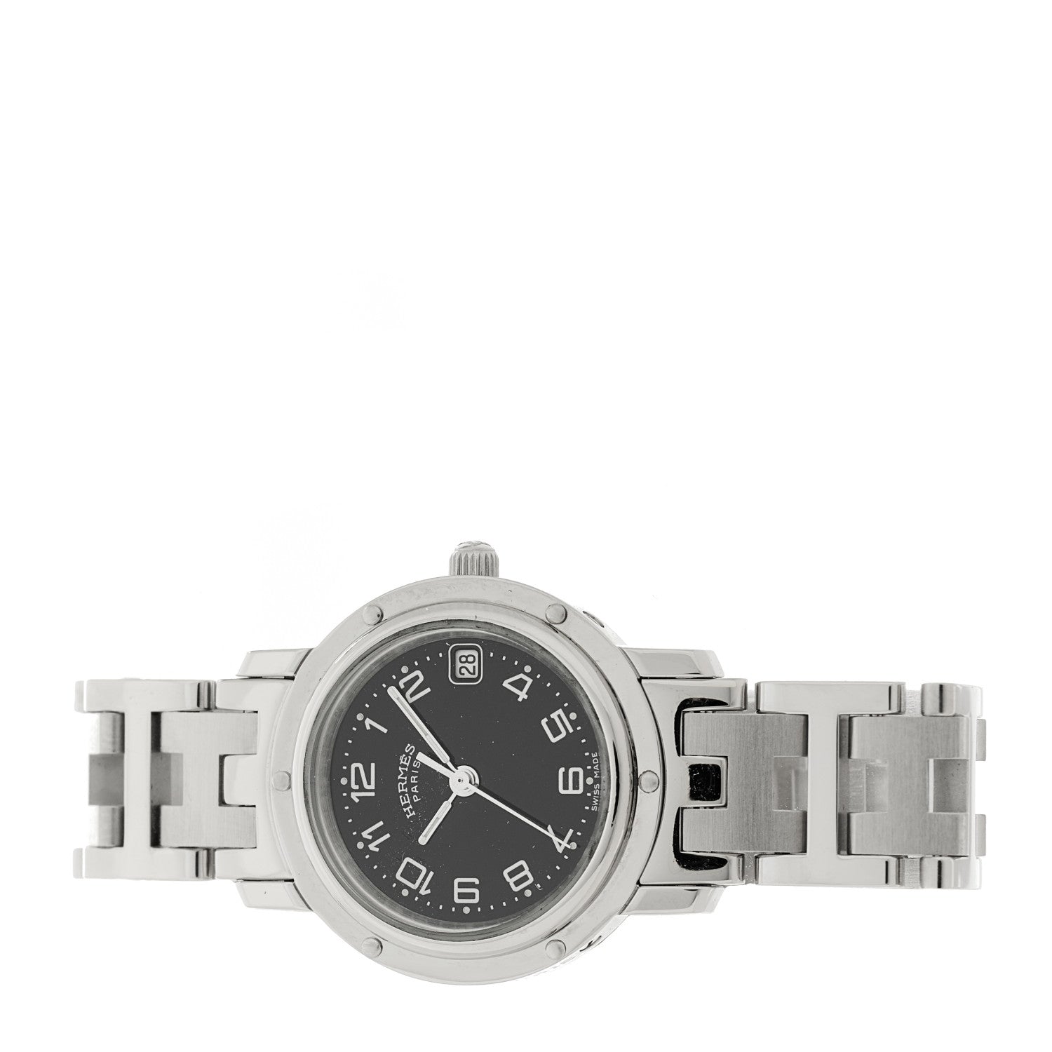 Hermes Stainless Steel 24mm Clipper Quartz Watch Black 2 of 4