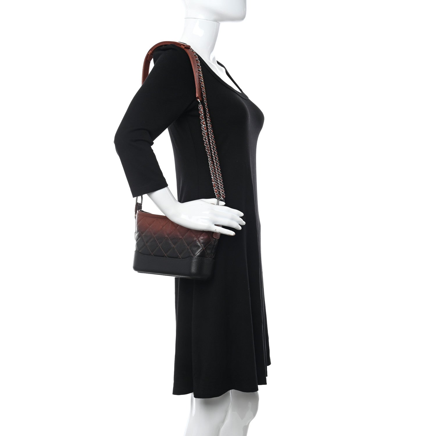 Chanel Metallic Goatskin Quilted Small Gabrielle Hobo Black Copper 2 of 11