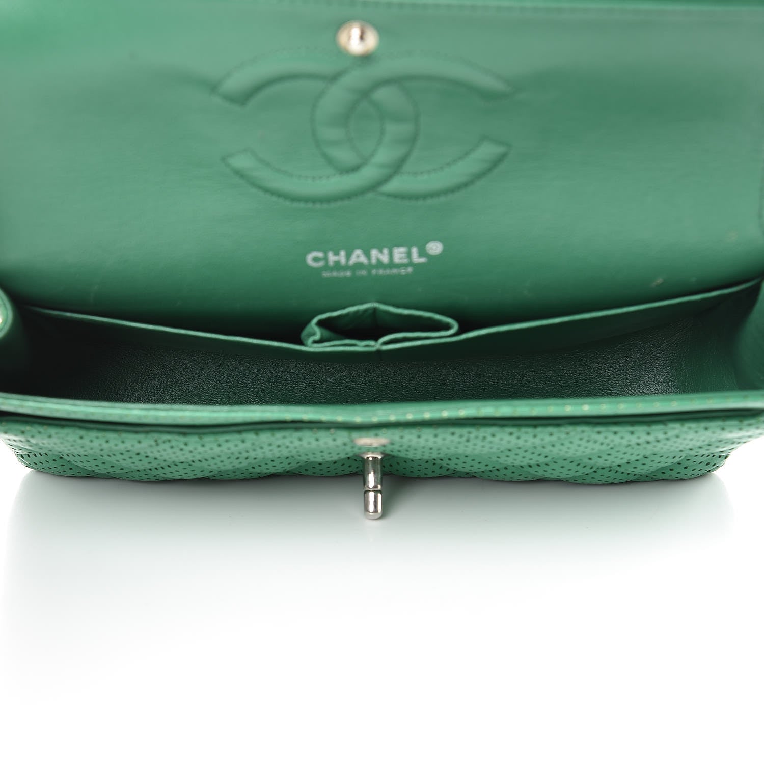 Chanel Lambskin Perforated Medium Double Flap Green 7 of 15