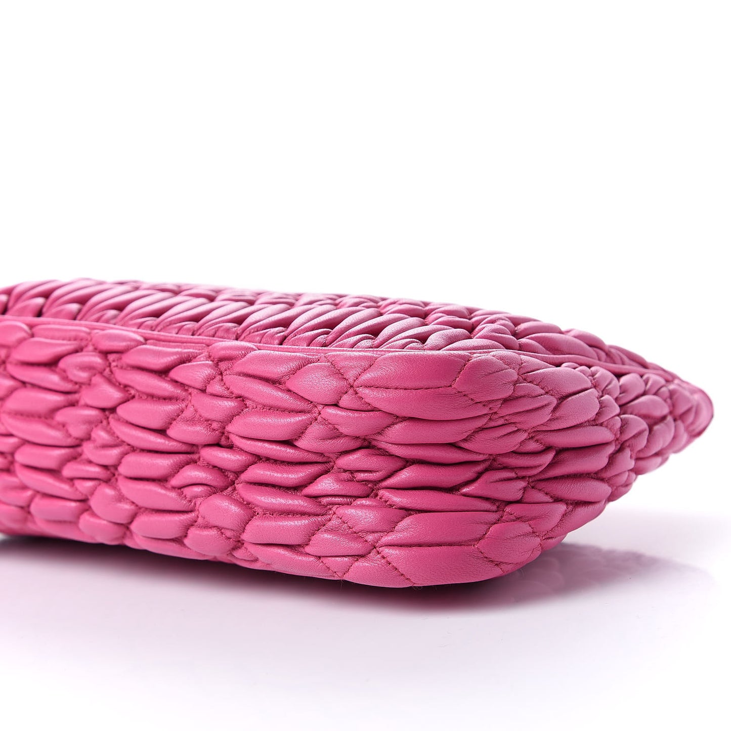 Nappa Matelasse Crystal Zip Top Clutch Fuxia