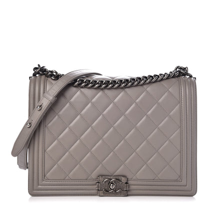 Chanel Lambskin Quilted Large Boy Flap Grey 1 of 7