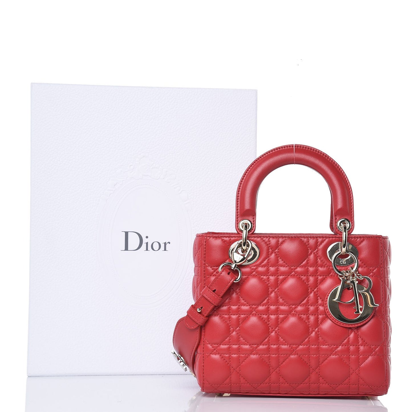 Lambskin Cannage Small My Lady Dior Red