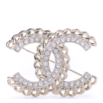 Chanel Crystal Chain CC Brooch Gold 1 of 4