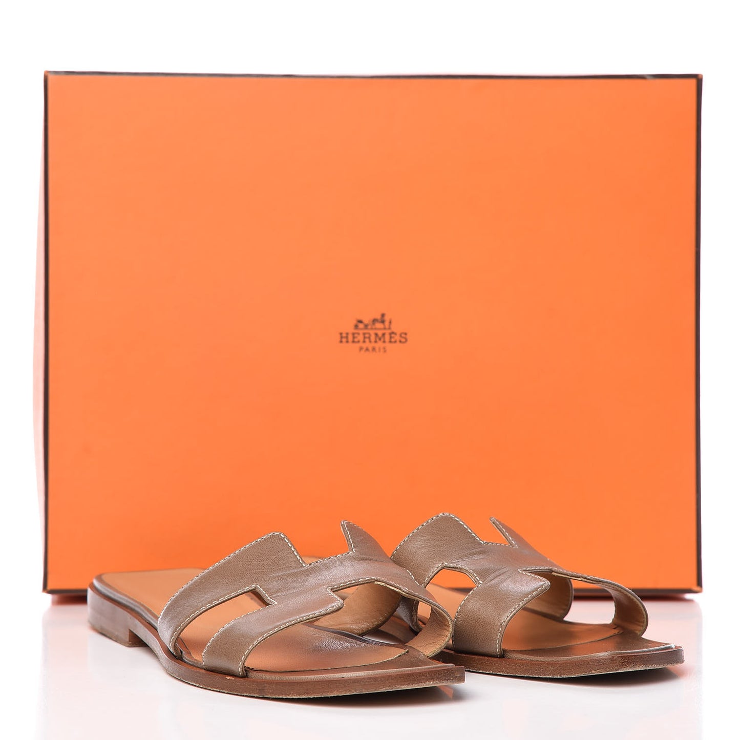 Box Calfskin Oran Sandals 38 Taupe
